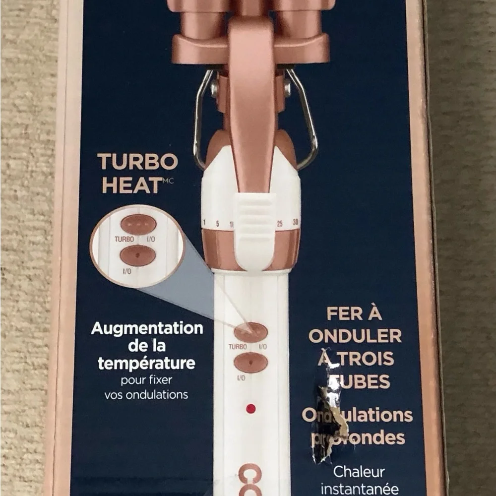 New BNIB Conair Double Ceramic Triple Barrel Waver, White/Rose Gold - Picture 10 of 10